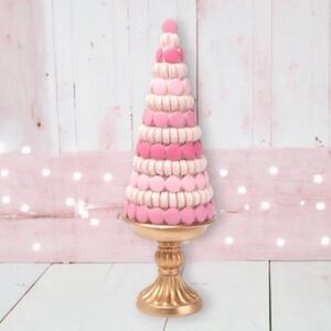 Whimsical Pastel Pink Macaroon Tree on Gold Pedestal‎ Valentine's Easter Decor